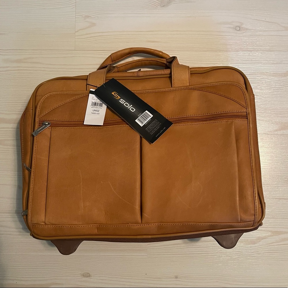 Leather briefcase - rolling bag